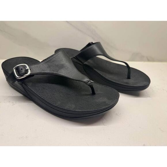 FitFlop Women’s Size 8 All Black Lulu Buckle Platform Sandal - Picture 1 of 6